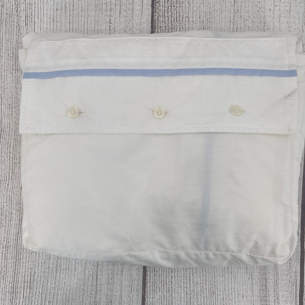 Ralph Lauren Palmer Duvet Cover KING White Sky Blue Ribbon Trim 100% Cotton